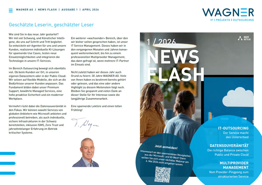 News Flash 1/2026 mit Schwerpunkt IT-Outsourcing, Datensouveränität, Multiprovider Management und KI